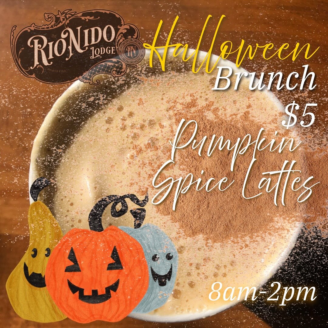 Join us! Tomorrow, Halloween Morning for a “Spooktacular Brunch” from 8am - 2pm Savor morning time bites & Special
$5 Pumpkin Spice Lattes w/ @cholenaross 🍁☕️ 
Continuing with Trick or Treating for the kiddos beginning at 4pm & until Cafe closing. Enjoy dinner + a Monster Mashing DJ Set for the Grown Ups starting at 8pm!
Enjoy Activities for ALL AGES, ALL DAY & NIGHT! 🎃✨🦇🍻 
. . . 
#Halloween #Fall #Festive
#Events #RussianRiver #Guerneville #RioNido #California #SonomaCounty #staywithus #winecountry #travel #love #wine #food #visitcalifornia #redwoods #datenight #spooky #love #fun