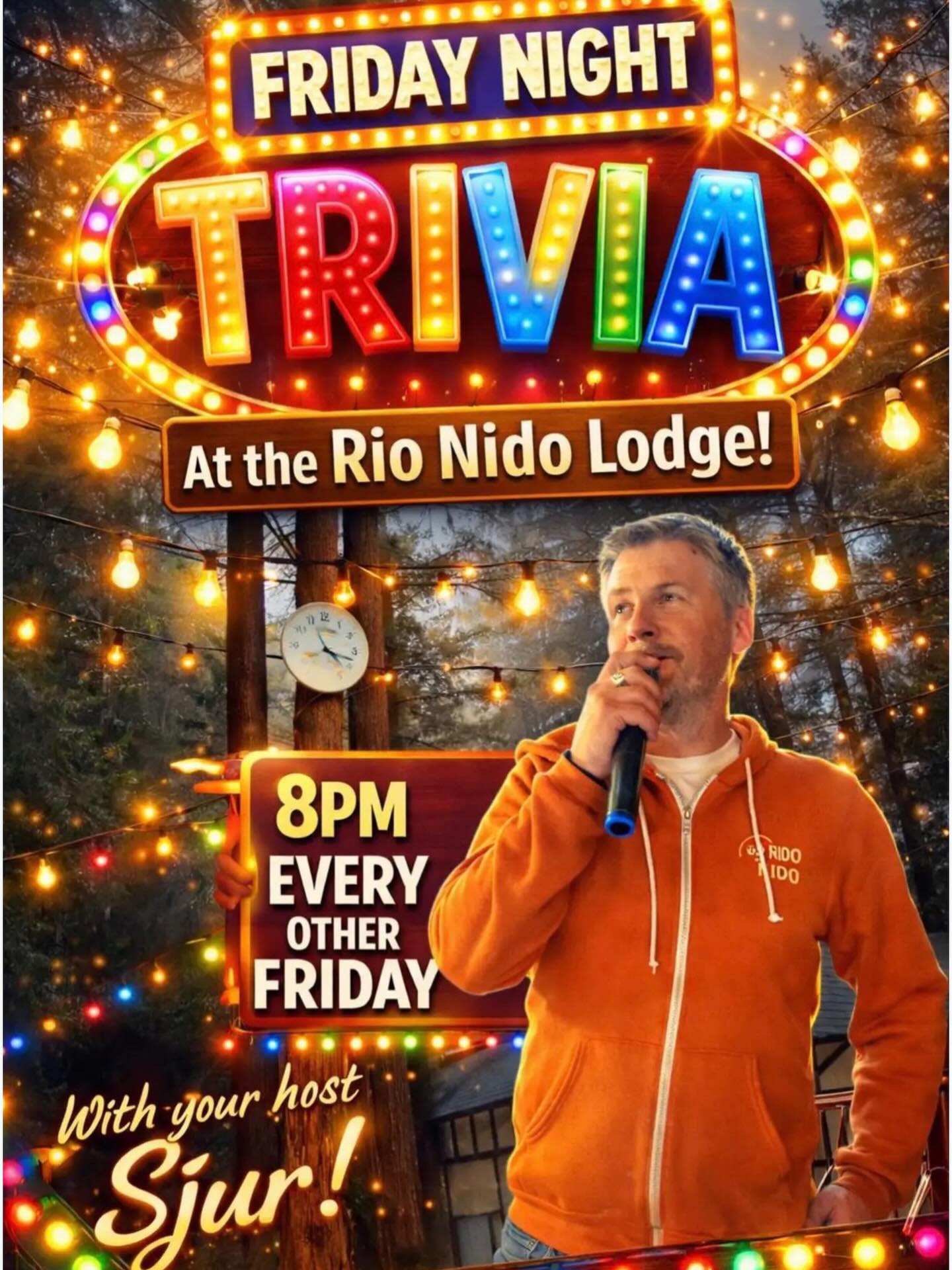 Drinks, food and fun Trivia vibes, tomorrow 8PM at Rio Nido Lodge.
Bring your brain, your friends, your lights, your animals and anything that will help you win.
Think you’re smart, well Prove it. See you tomorrow
2/6/26
•..
FRIDAY NIGHT