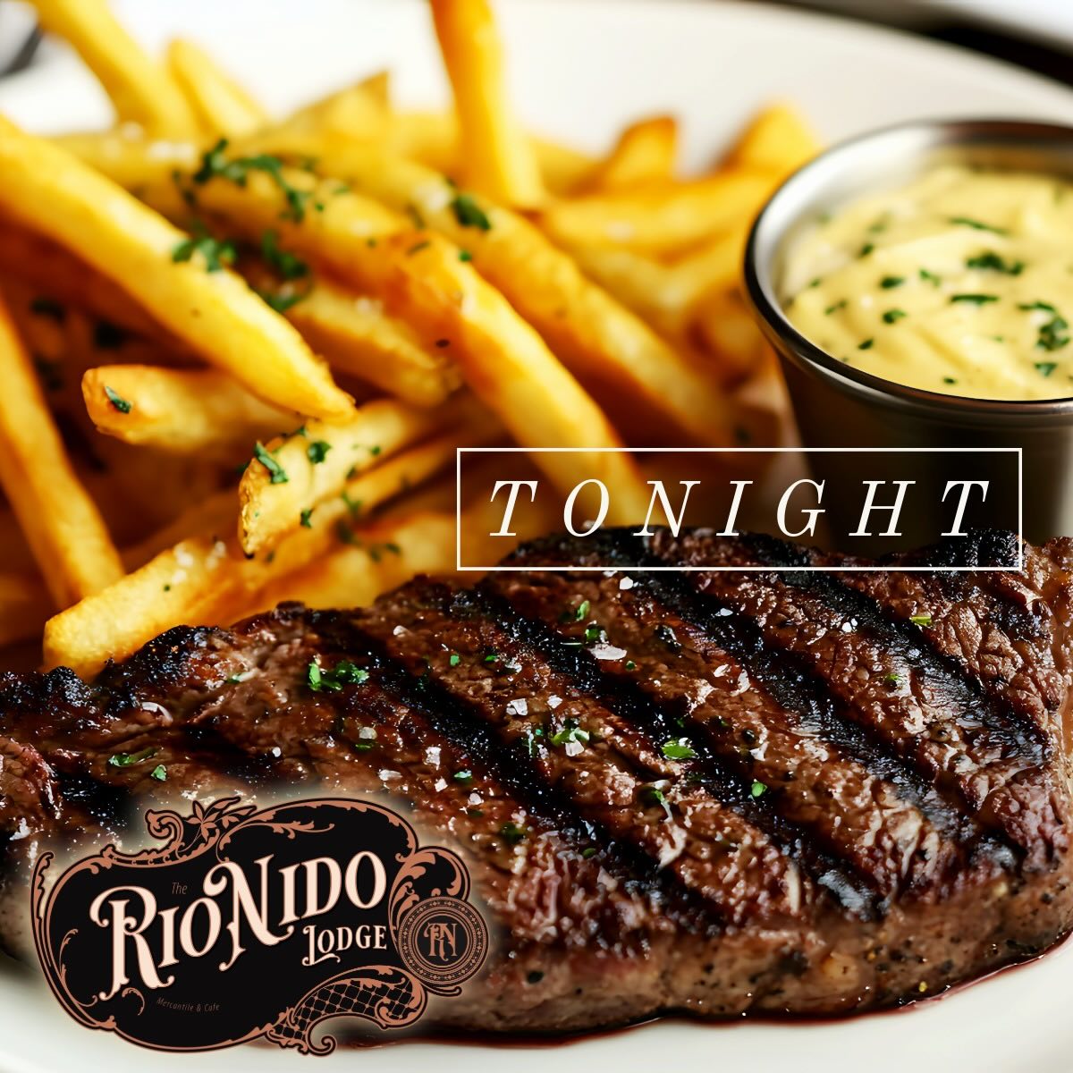 TONIGHT!
Join Us for our Tuesday “Inn Keepers” Dinner Special: 
A Prime Grade, Steak & Frites with a Creamy Béarnaise Sauce for $24.95
Enjoy $10 Dirty Martinis completed w/ the Blue-cheese & Olives 🍸 🫒 
& for Dessert a Decadent slice of German Chocolate Cake + Festive mini Pumpkin cheesecakes both for $7
Salad options include: 
-Cesar with a Shrimp Scampi add on, -Roasted Red & Golden Beet 🫜 Salad
We have 2 Vegetarian Soup options! And our always popular Bruschetta & Burrata 🍅
Dinner service begins at 5:30 and goes until 10pm. Cheers! 🥂 🍁 
. . .
#RussianRiver #Guerneville #RioNido #California #SonomaCounty #staywithus #winecountry #travel #love #wine #food #visitcalifornia #redwoods #livemusic #love #fun #datenight #family #Tuesday