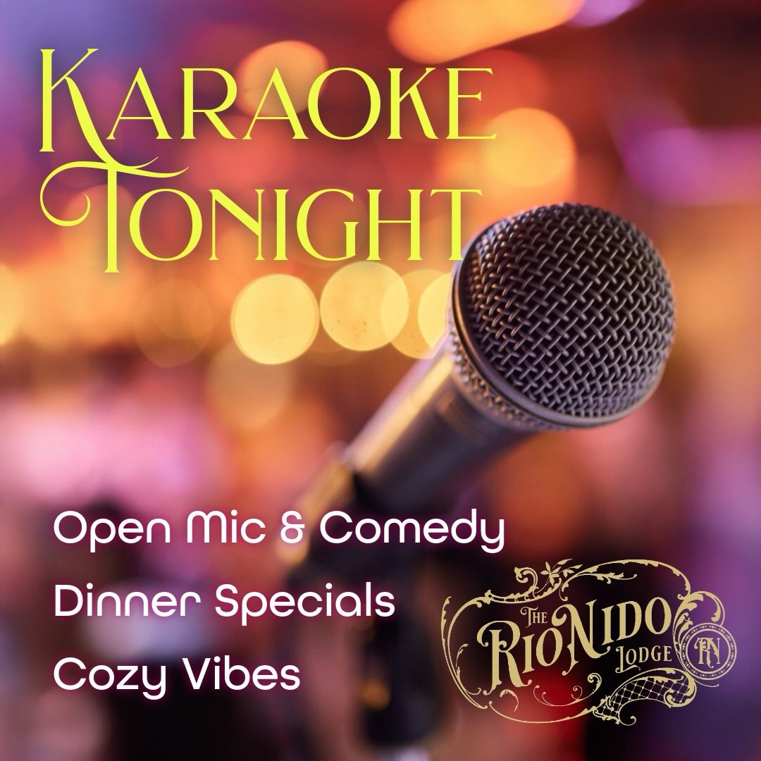 Karaoke & Open Mic TONIGHT! 
Join us for songs, words & laughter. 
Try your skills at standup comedy or share something you’ve written & SHARE 🎙️ 
OUR SPECIALS MENU TONIGHT:
* Creamy, Truffle Mushroom Soup 
* Red Wine Braised Short Ribs 
* Parmesan Chicken or Shrimp Caesar Salad 🥗 
Come out and SING WITH US! 
Doors open at 5:30, Karaoke with @brandoneardleymusic starts at 6!
. . .
#RussianRiver #Guerneville #RioNido SantaRosa California GameNight SonomaCounty staywithus winecountry wanderlust travel love wine food Airbnb visitcalifornia redwoods getaway singles visitus LocalsNight